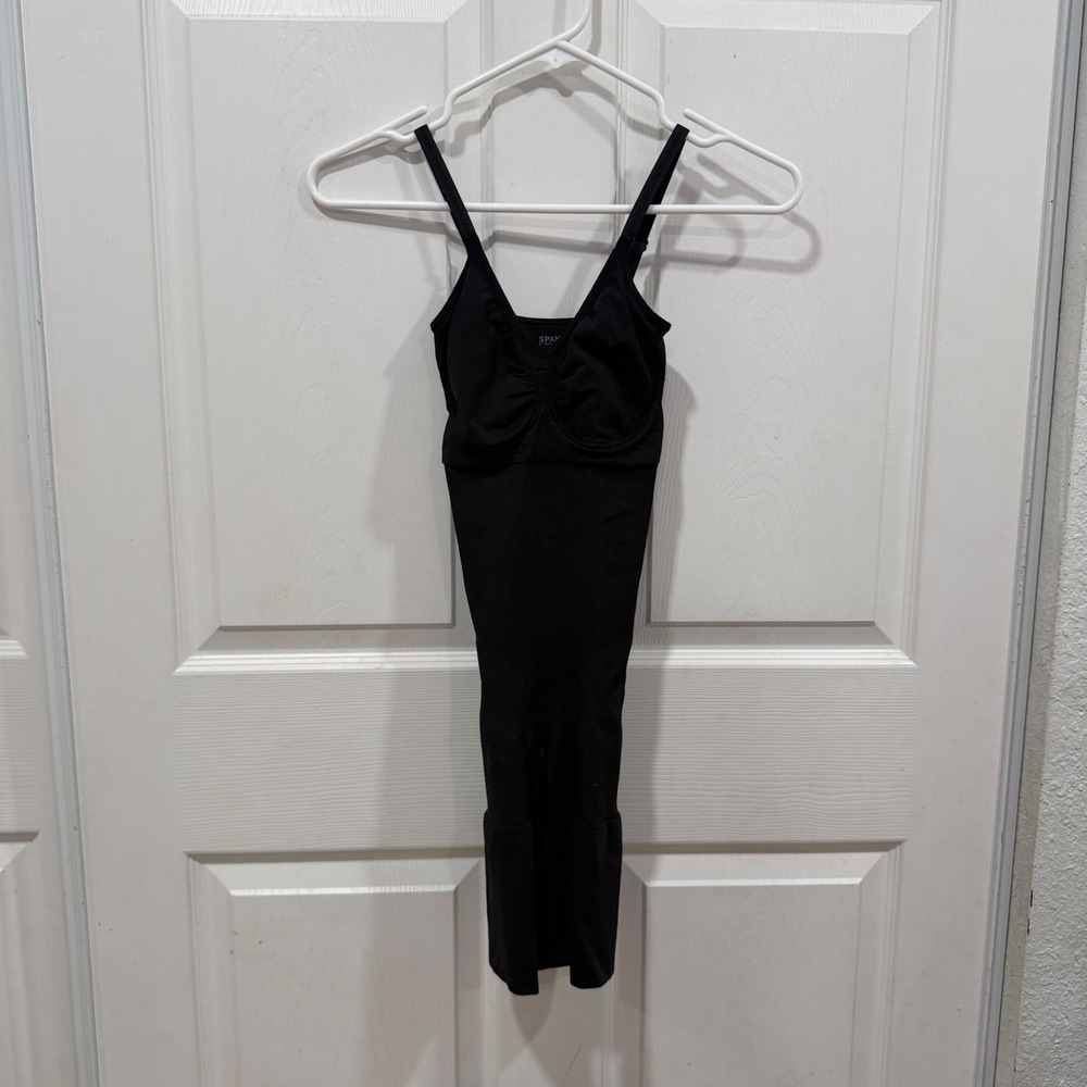 Spanx by Sara Blakely Black Mid-Thigh Underwire Shapewear Bodysuit Small
